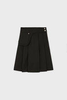 Black pocket belted pleated skirt_1