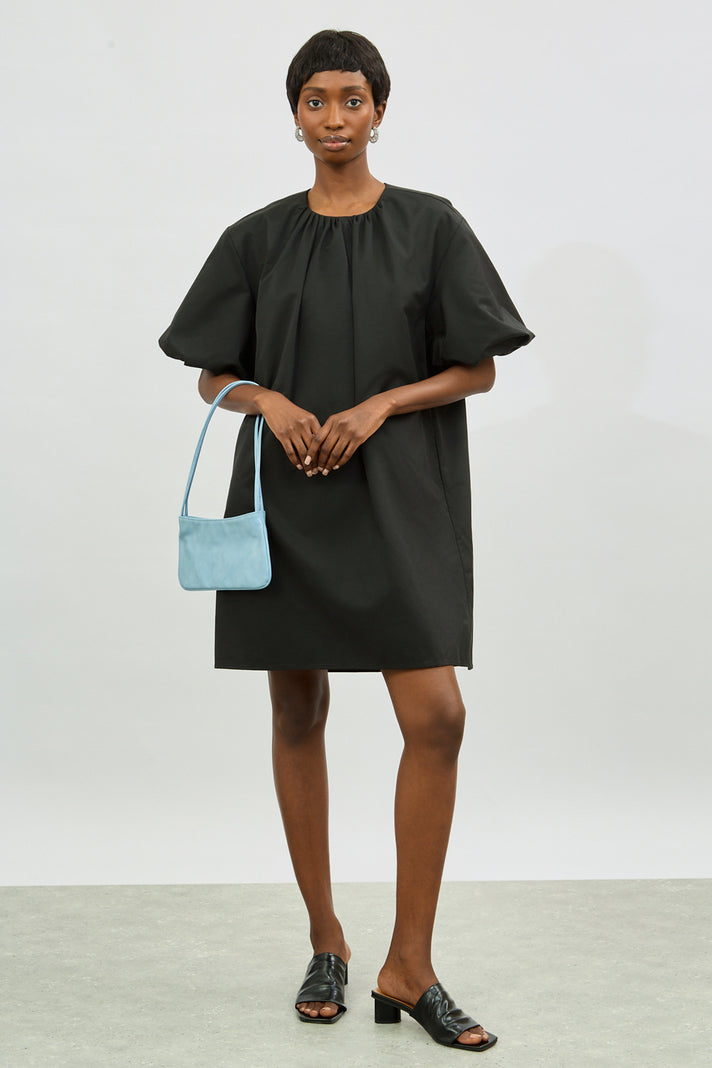 Black puff sleeve mini dress_1