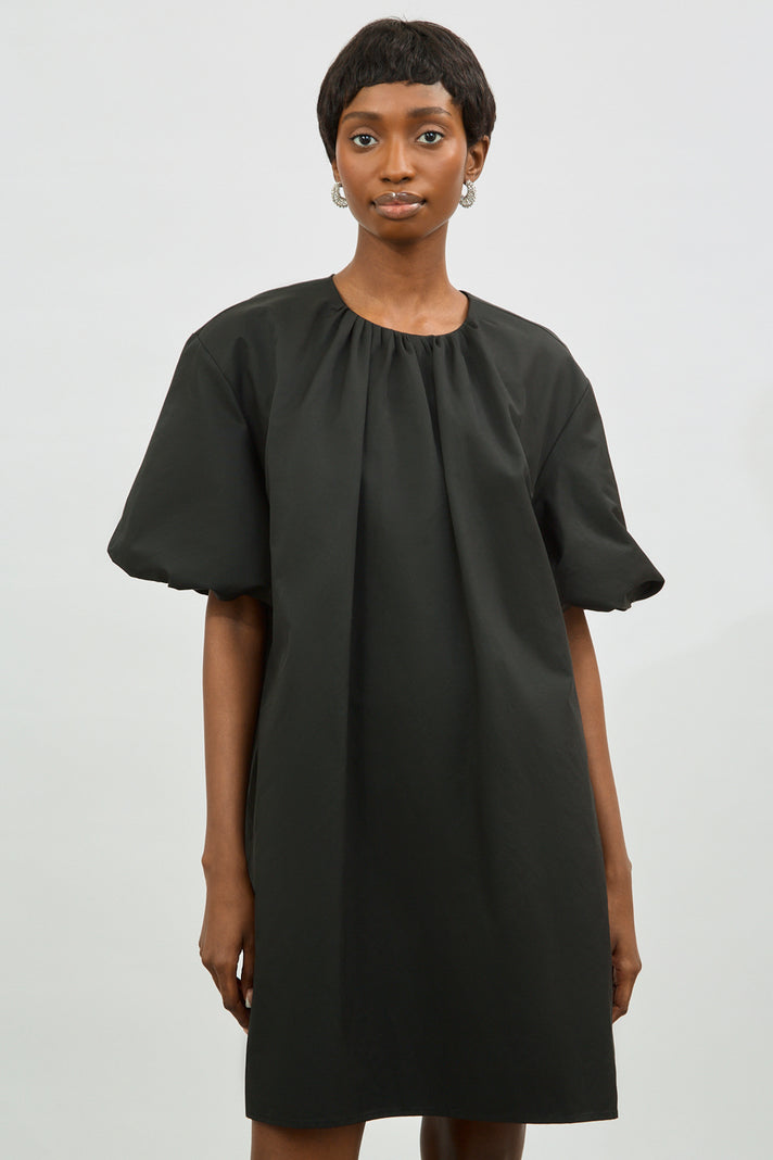 Black puff sleeve mini dress_3