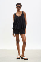 Black pure cotton flare tank_4
