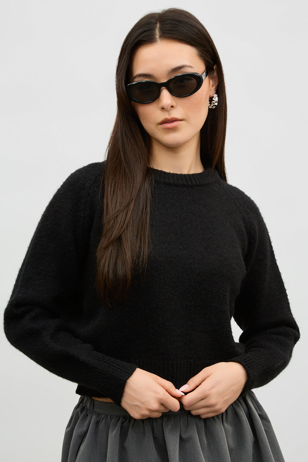 Black pure wool crew neck jumper_1