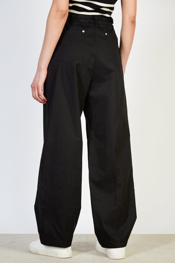 Black relaxed cinch waist trousers_2