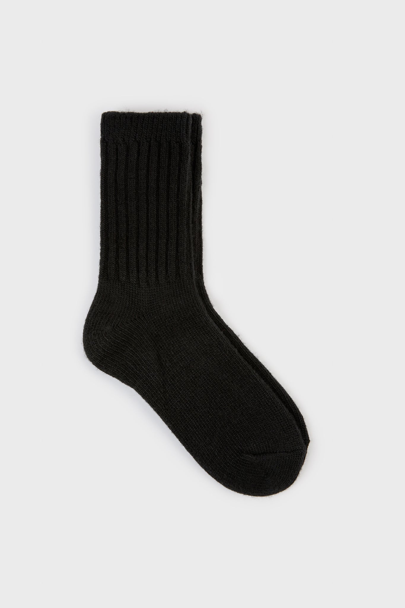 Black ribbed cashmere wool blend socks_1