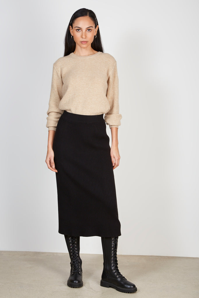 Black ribbed knit maxi skirt_3