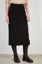Black ribbed knit maxi skirt_1