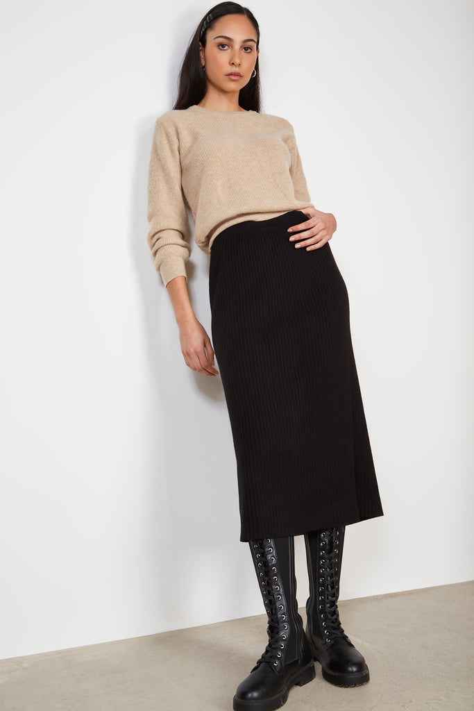 Black ribbed knit maxi skirt_5