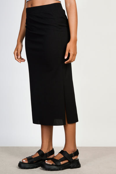 Black ribbed pencil skirt Glassworks London