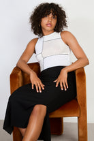 Black ribbed pencil skirt_5