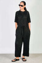 Black ribbbed tie waist jumpsuit_1