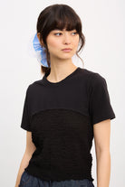 Black ruched bodice T-shirt_1