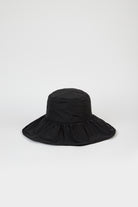 Black ruched wide brim bucket hat_1