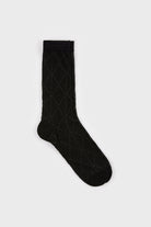 Black semi sheer dotted diamond socks_1