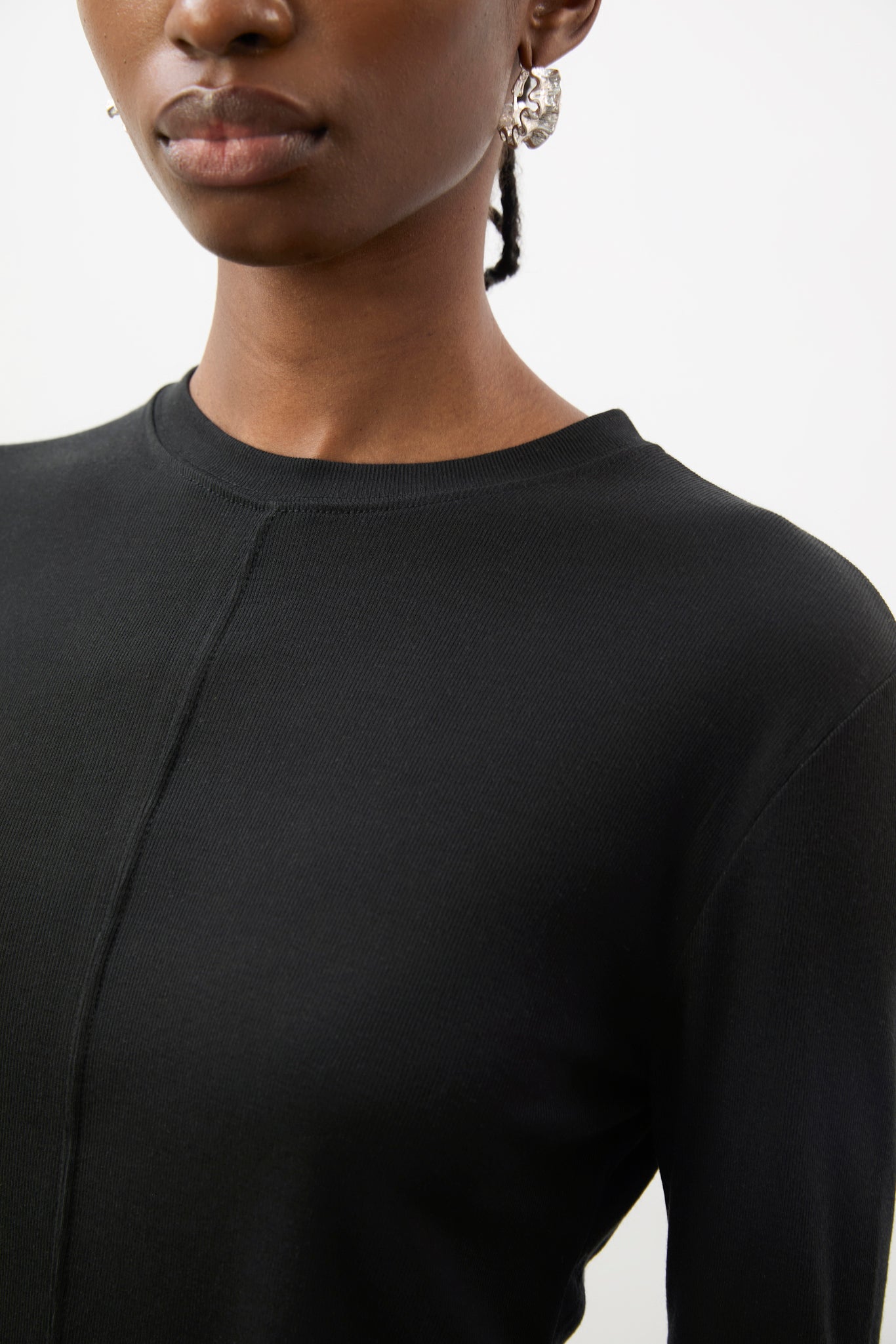 Black semi sheer jersey long sleeve top_3