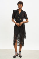 Black sheer lace double breasted shirt jacket_4