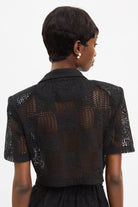 Black sheer lace double breasted shirt jacket_2