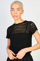 Black sheer lace tee_1