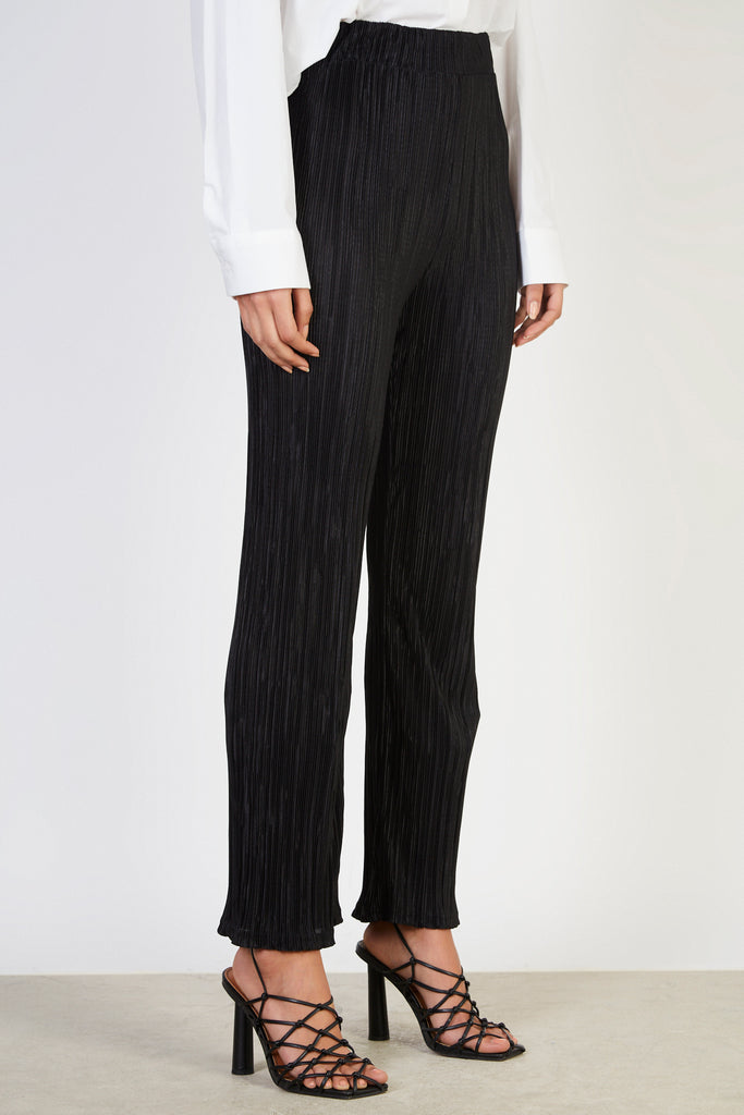 Black shiny micropleat trousers_1
