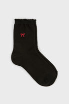 Black single tiny red bow socks_3