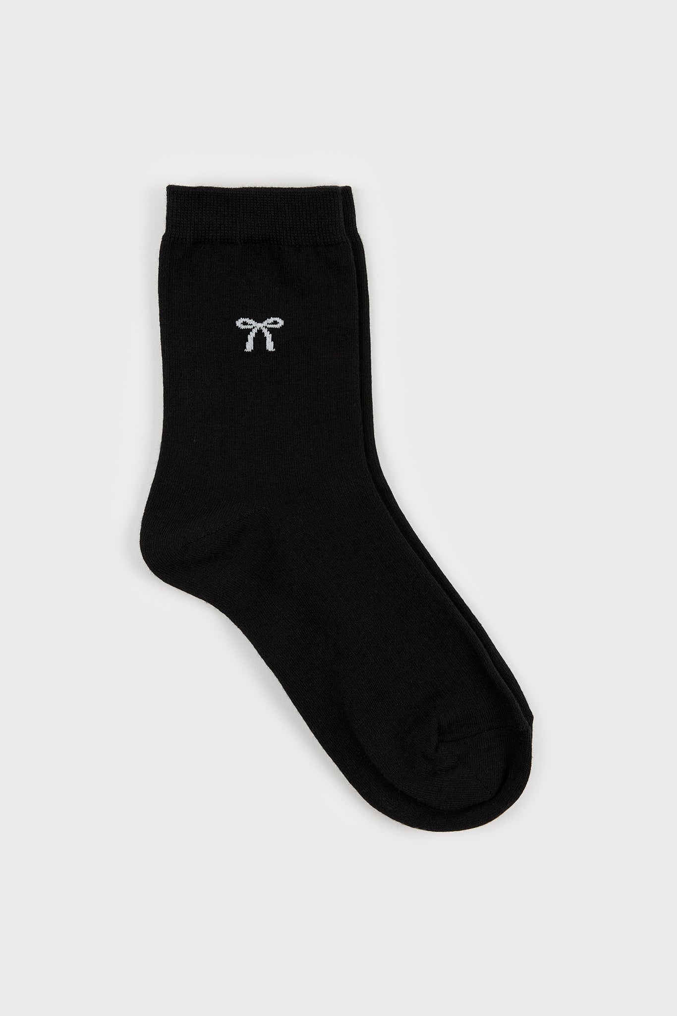 Black single white ribbon ribbed socks_3