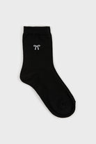 Black single white ribbon ribbed socks_3