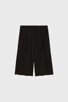 Black smart pleated tailored shorts_1