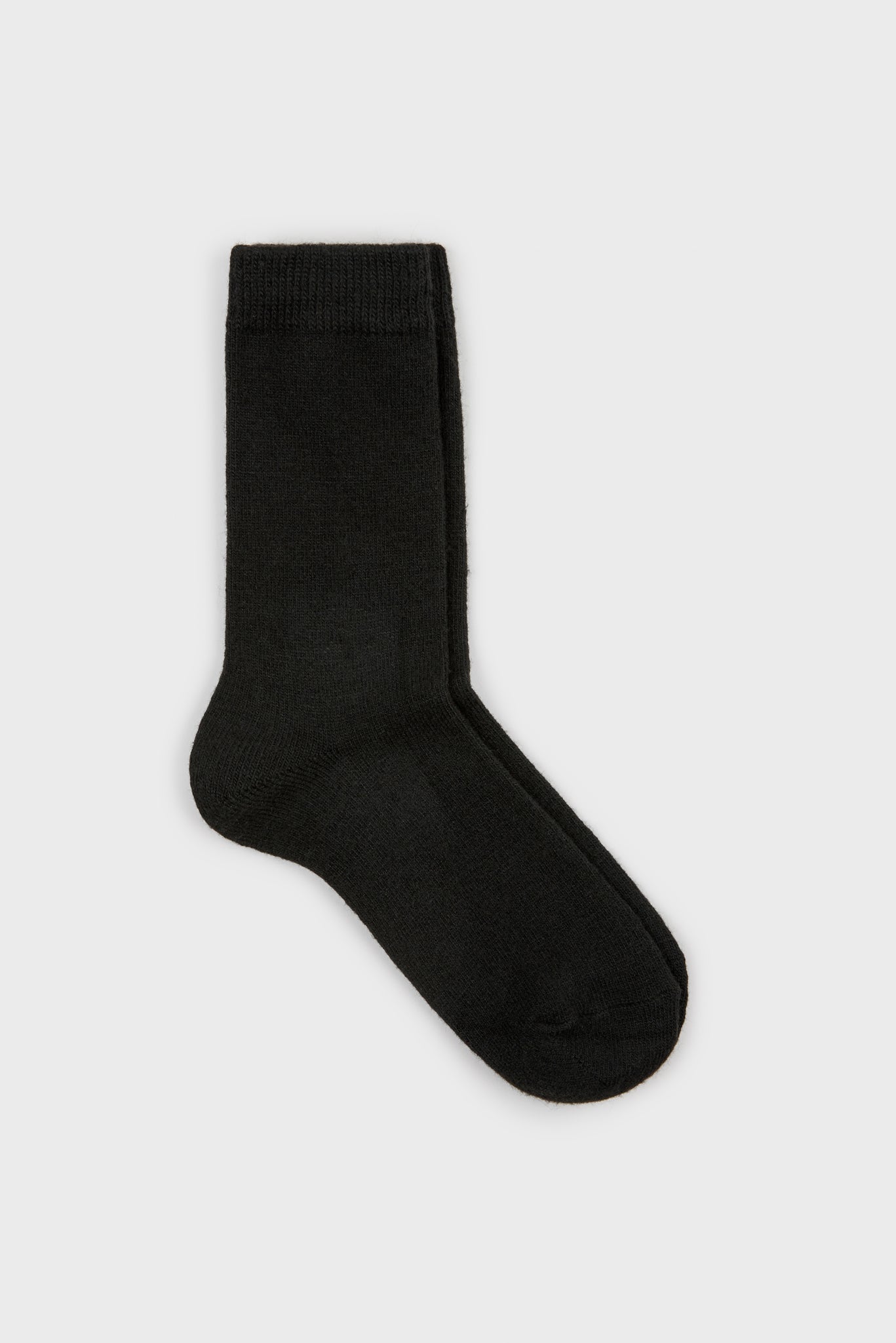 Black smooth cashmere wool blend socks_1