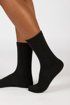 Black smooth cashmere wool blend socks_3