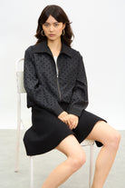 Black smooth shaped knit mini skirt_5