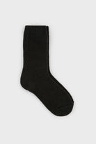 Black smooth wool blend socks_1