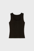 Black square neck stretch jersey tank top_1