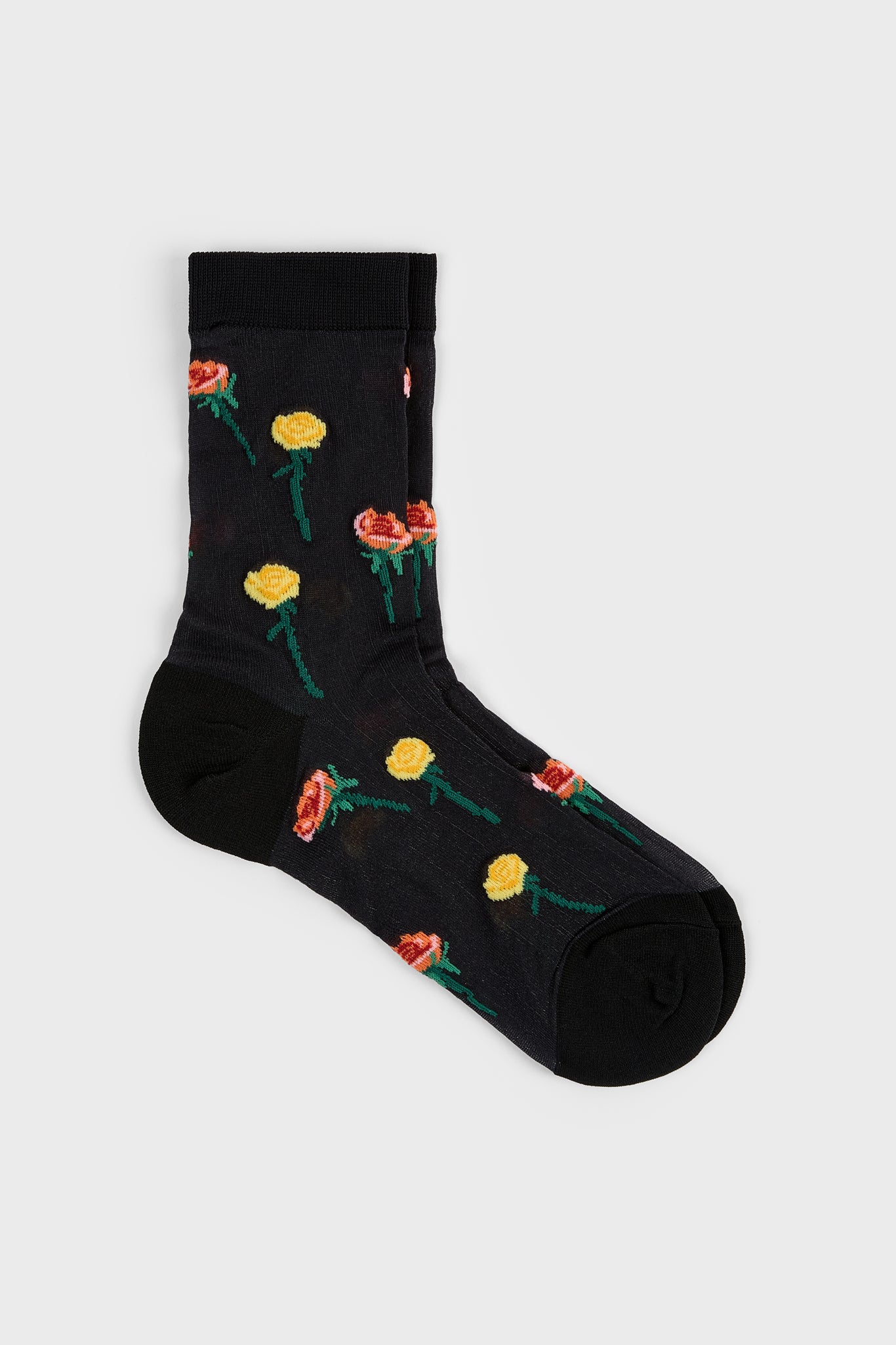 Black stemmed roses sheer socks_1