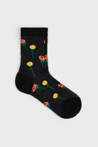 Black stemmed roses sheer socks_1