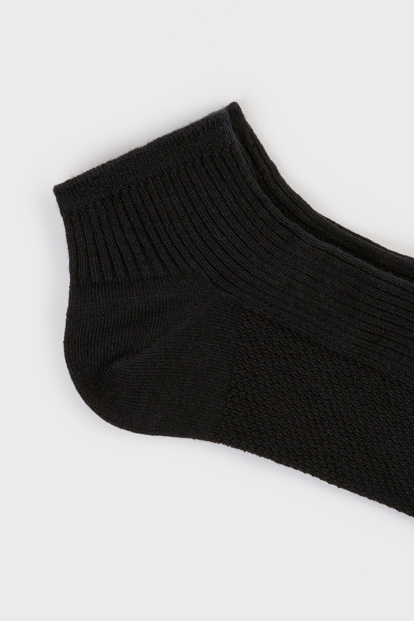 Black texture ribbed ankle socks_2