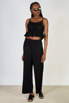 Black textured crinkle trousers_4