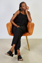 Black textured crinkle trousers_5