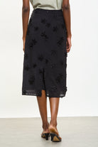 Black textured floral skirt_2