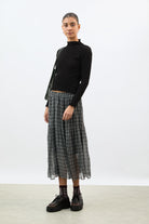 Black textured long sleeve mock neck top_4