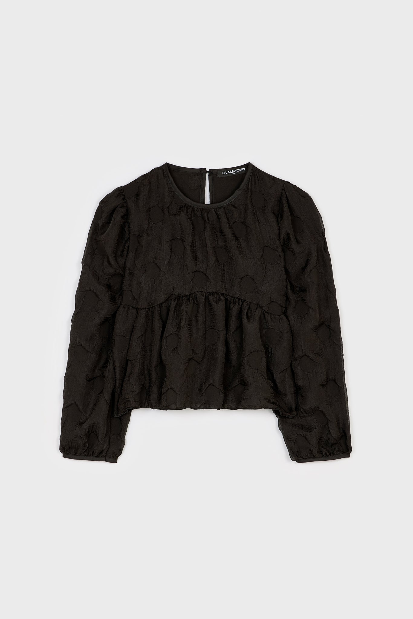 Black textured round neck blouse_6