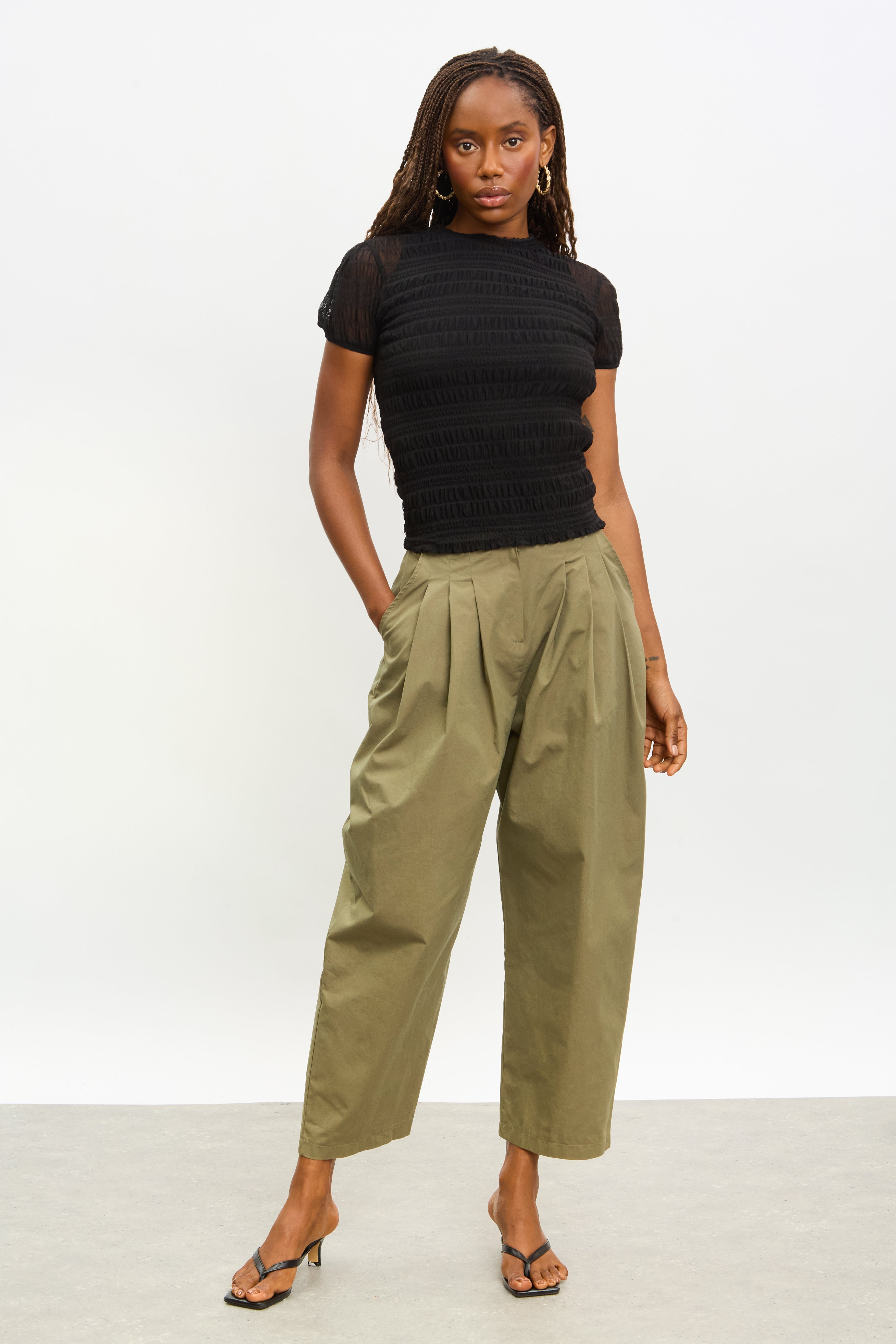 Black line textured semi sheer tee_4