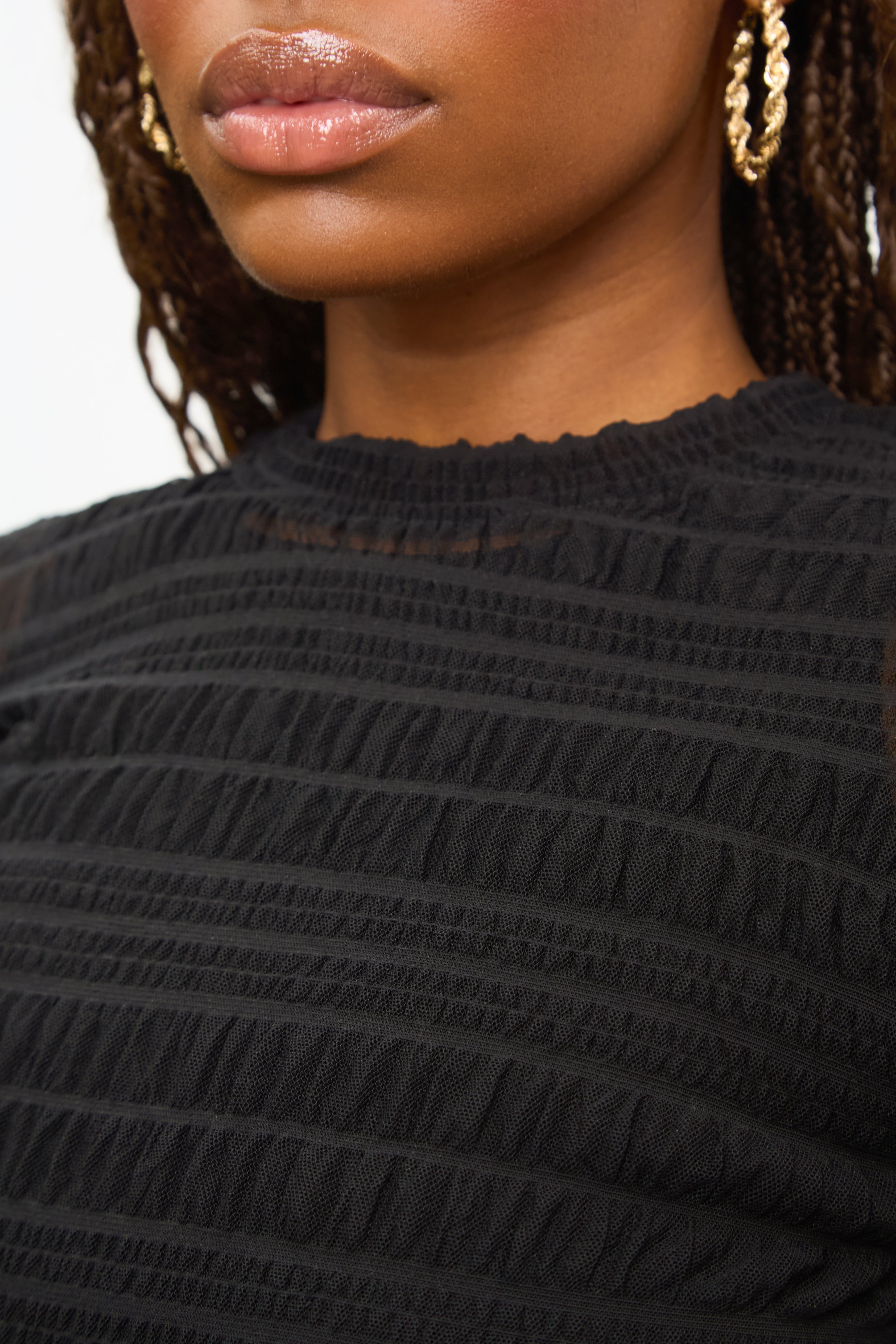 Black line textured semi sheer tee_3