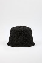 Black textured slim profile bucket hat_1