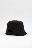Black textured slim profile bucket hat_3