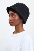 Black textured slim profile bucket hat_6