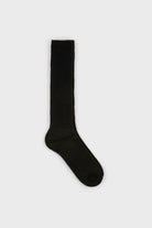 Black thin ribbed long cashmere blend socks_1