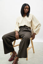 Black tie waist smart pleated trousers_5