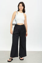 Black tie waist wrap trousers_4