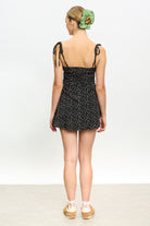 Black tiny floral print tie strap mini dress_2