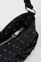 Black tiny polka dot ruched curve shoulder bag_3