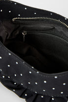 Black tiny polka dot ruched curve shoulder bag_5