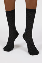 Black two tone waffle socks_1